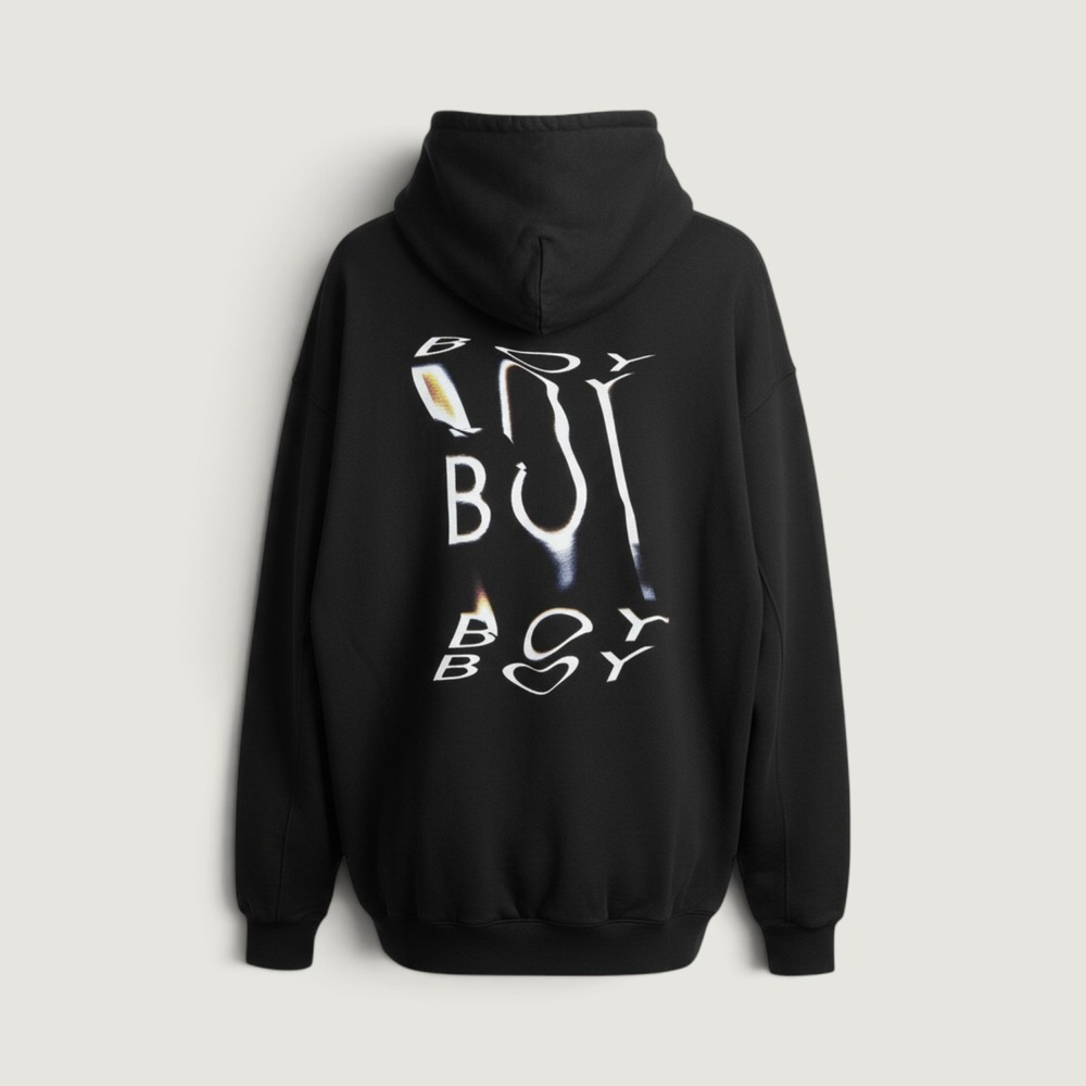 Boy London Zip Up Hoodie Graphic Back Black XL